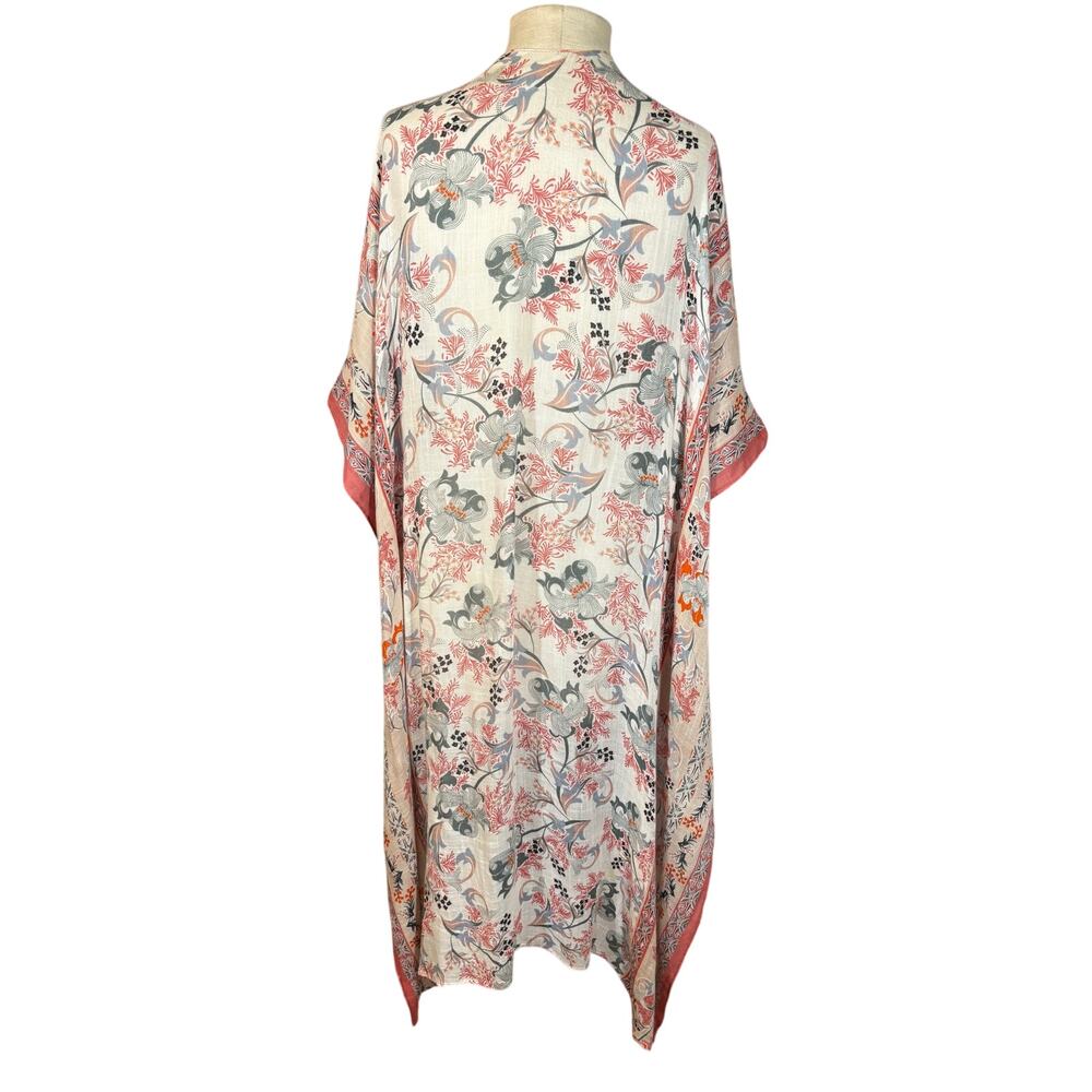 Boho Floral Midi Open Front Lightweight Kimono Du… - image 7